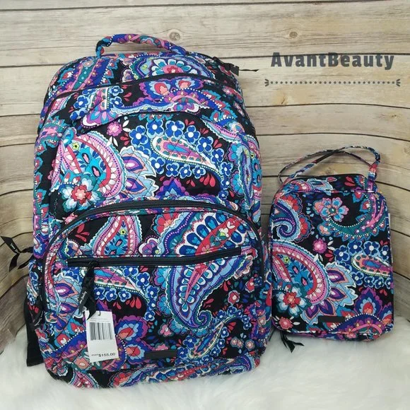 Vera Bradley Large Essential Backpack Cotton Haymarket Paisley Lunch Bunch  New - Main Image